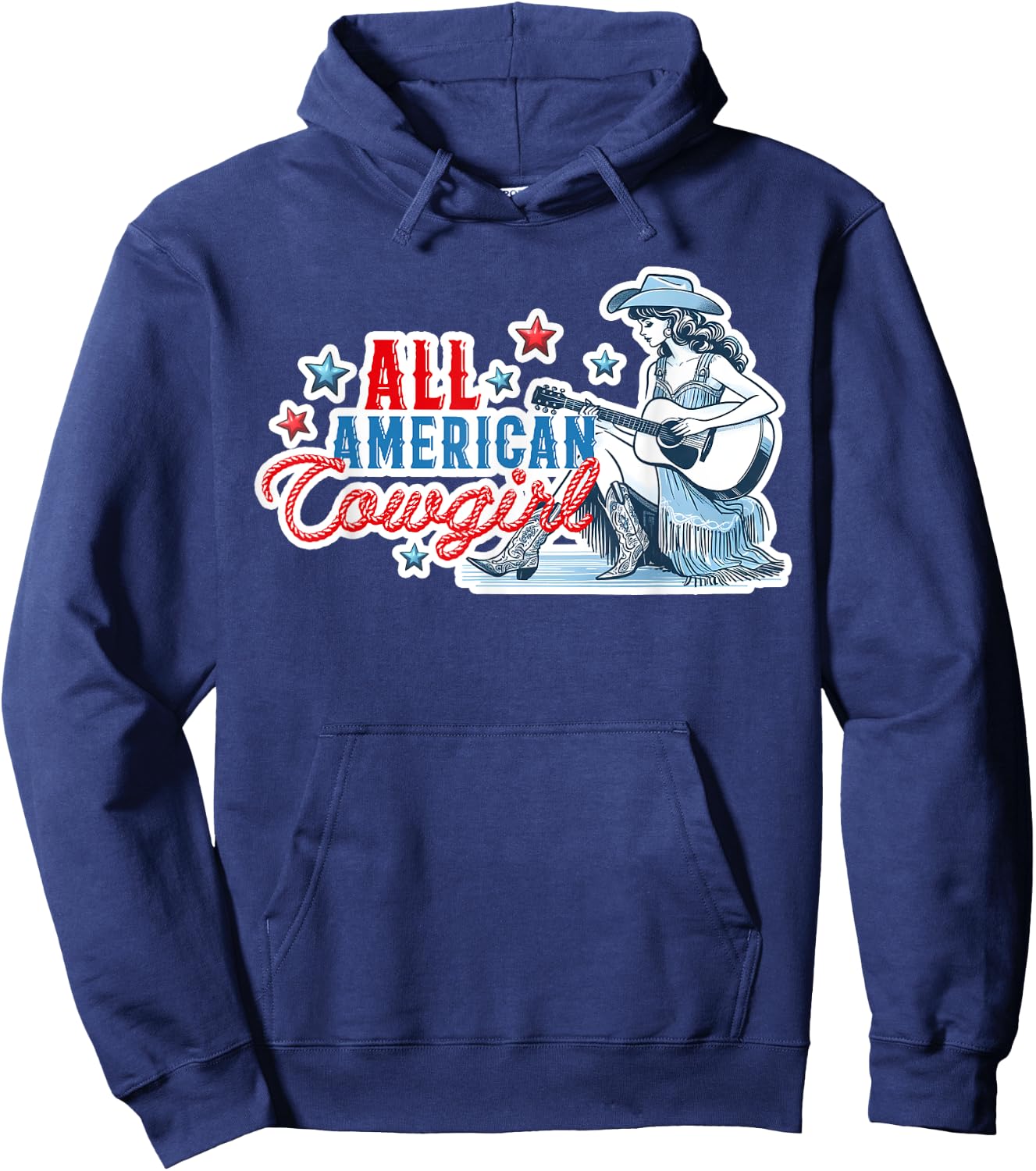 All American Cowgirl Women's Western Patriotic Rodeo Cowgirl Hoodie - Hoodie | Navy