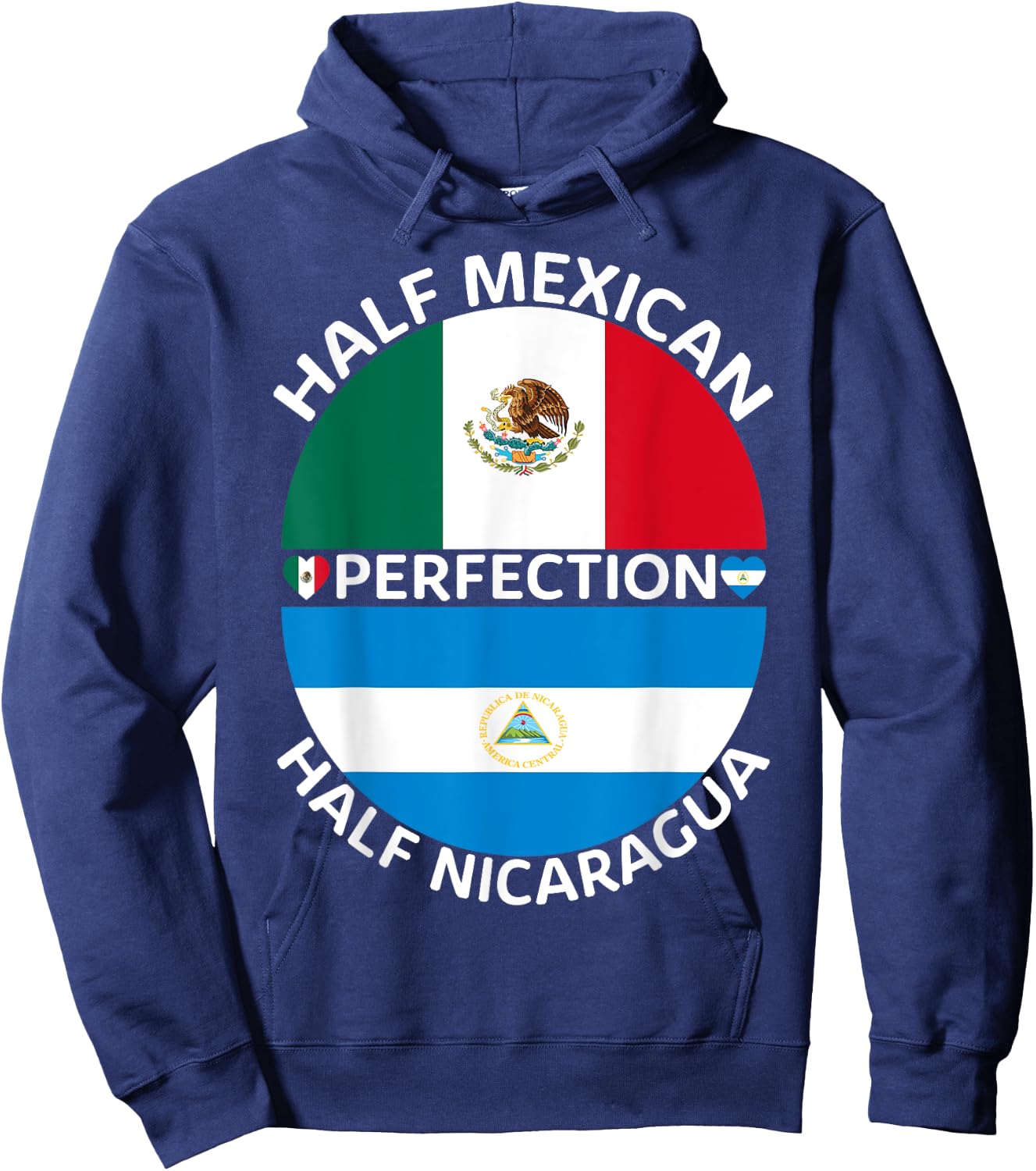 Half Mexican Half Nicaraguan Mexico Nicaragua Flag Roots Men Hoodie - Hoodie | Navy