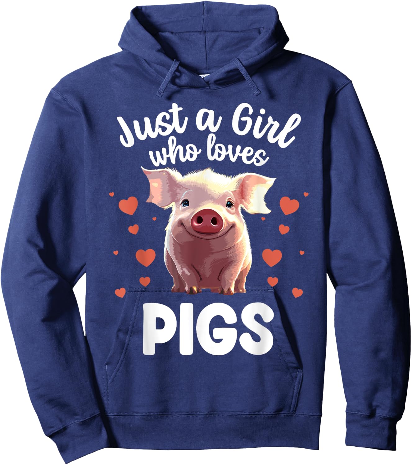 Funny Pig Lover Design Girls Farm Animal Piggy Pig Hoodie - Hoodie | Navy