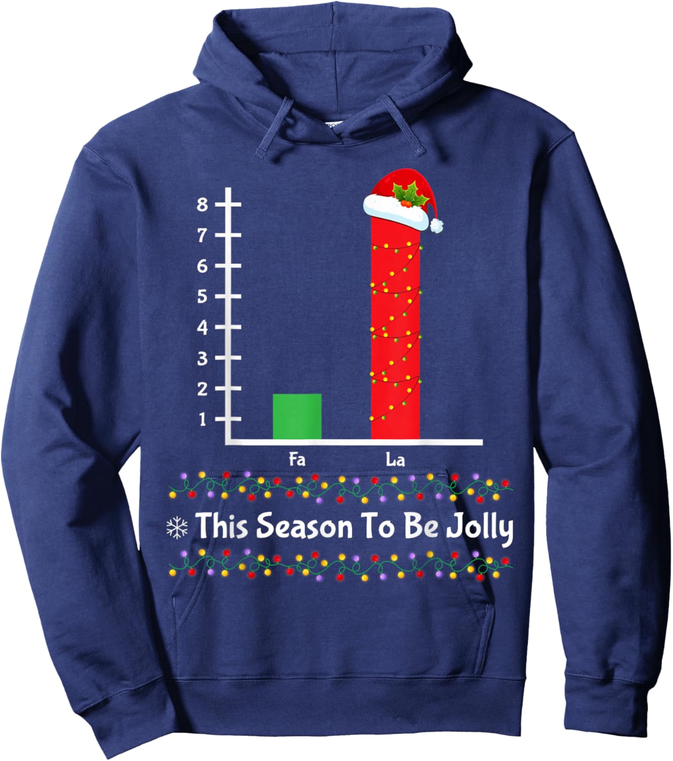 Funny Christmas Fa La La Bar Graph Math Santa Hat Gifts Hoodie - Hoodie | Navy