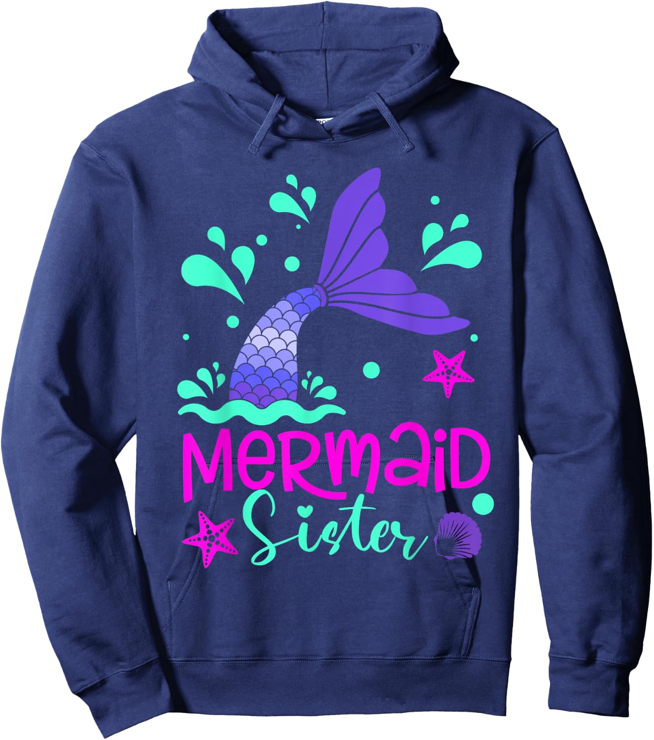 Mermaid Sister Funny Matching Family Party Mother's Day Hoodie - Hoodie | Navy