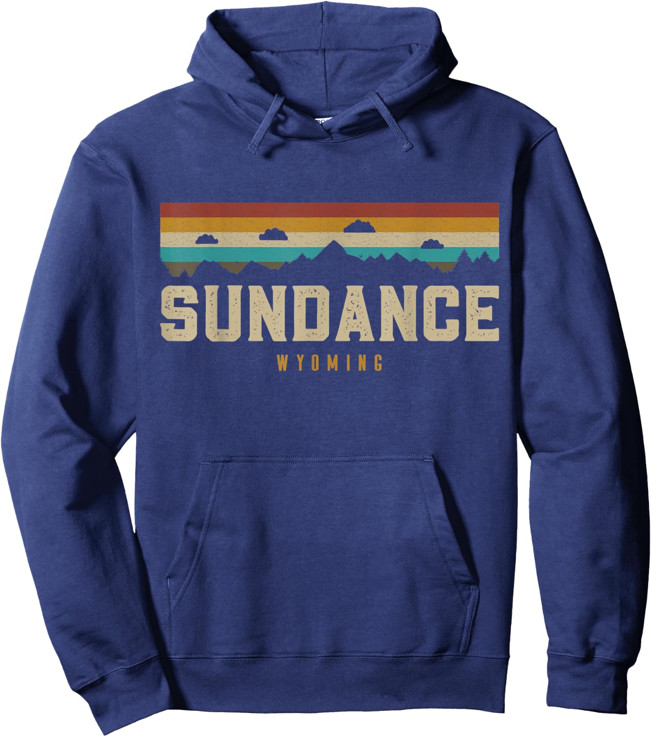 Sundance Wyoming Vintage Mountains Hiking Camping Retro Hoodie - Hoodie | Navy