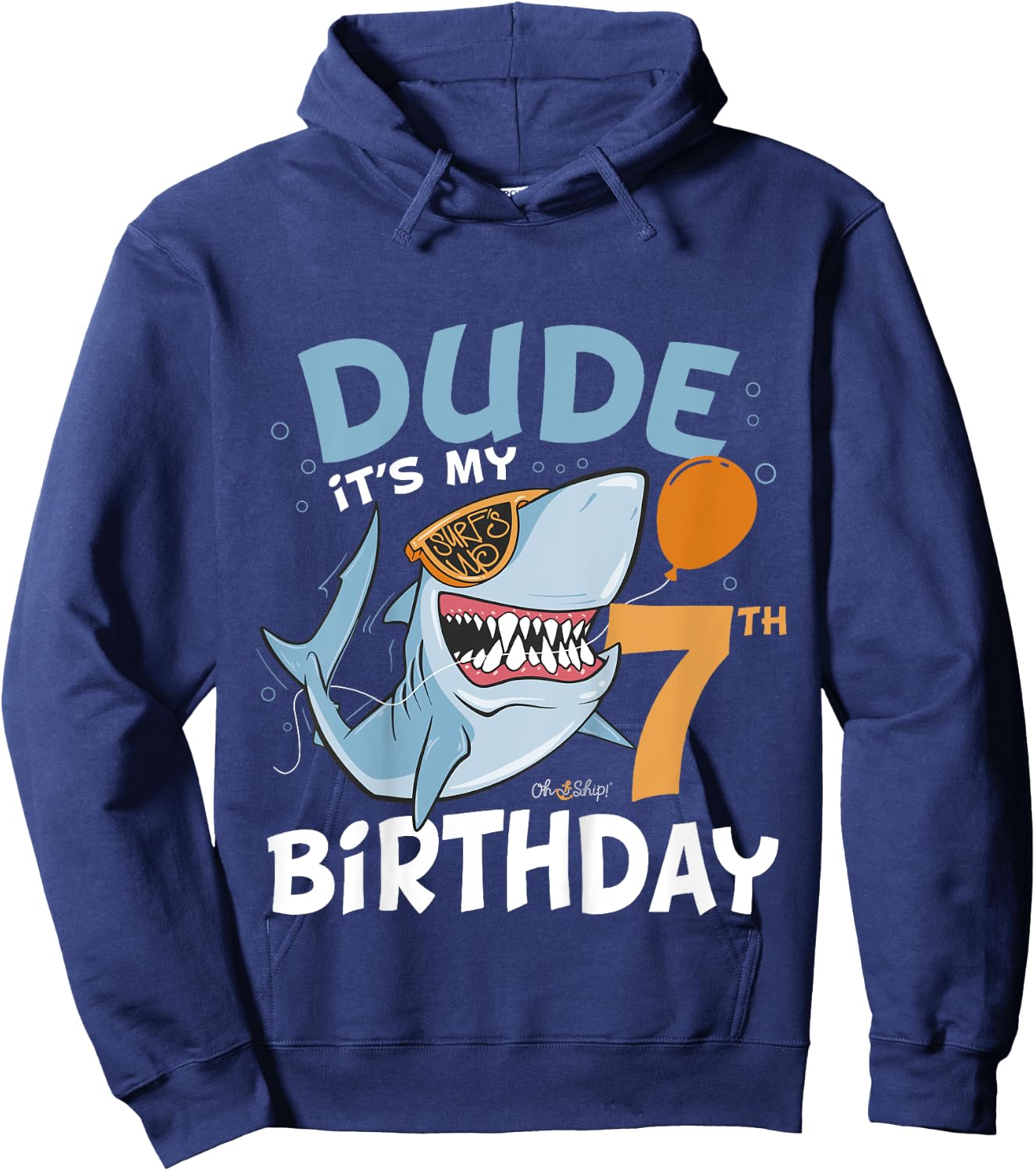 Kids Dude it's my 7th Birthday - 7th Shark Birthday Boy Hoodie - Hoodie | Navy
