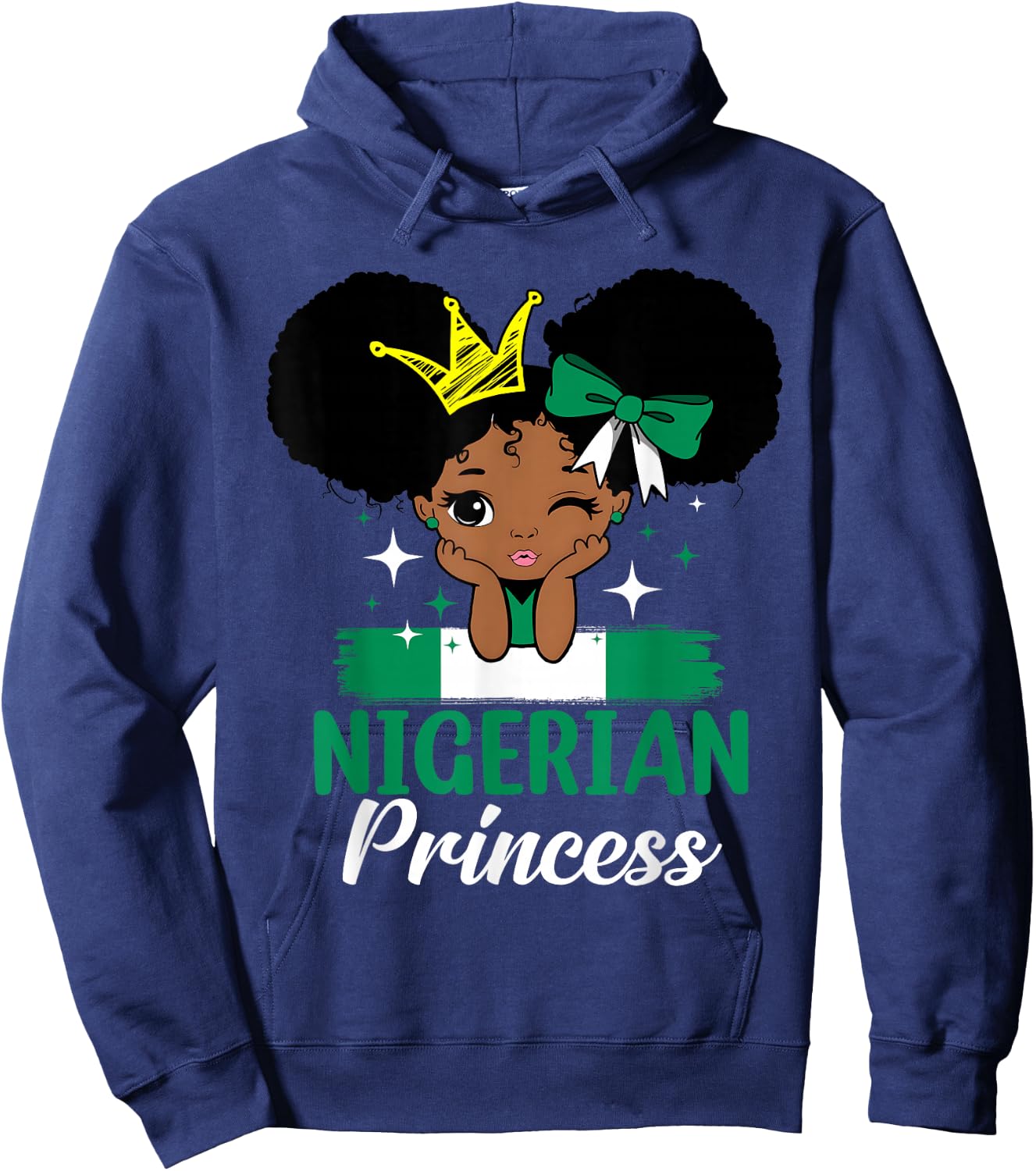 Nigerian Princess Nigeria Girl Melanin Cute Nigerian Flag Hoodie - Hoodie | Navy