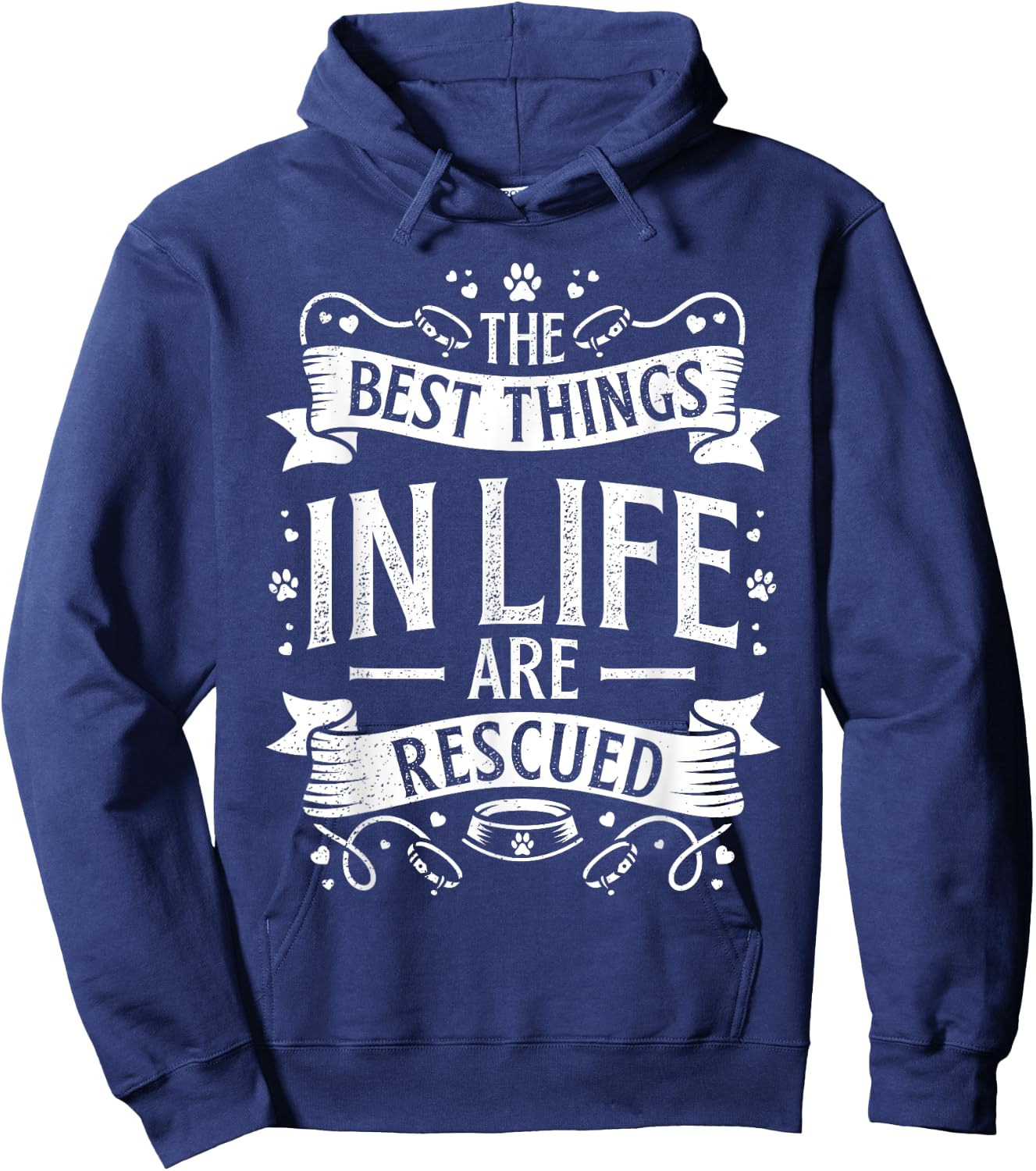 The Best Things in Life are Rescued Dog Animal Lover Women Kids Hoodie - Hoodie | Navy
