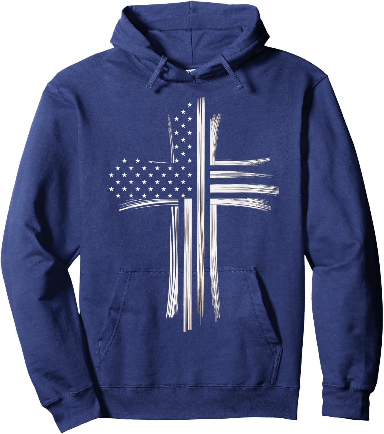 Christian Cross American Flag Faith USA Patriot Hoodie - Hoodie | Navy