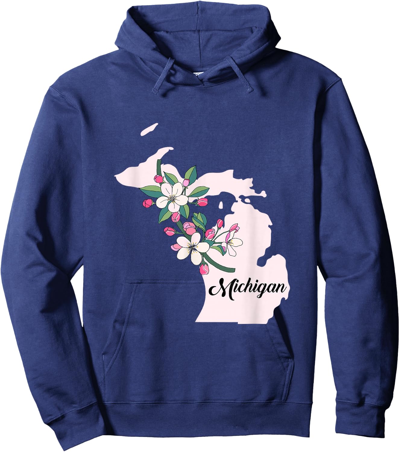 Michigan Flower Apple Blossom Hoodie - Hoodie | Navy