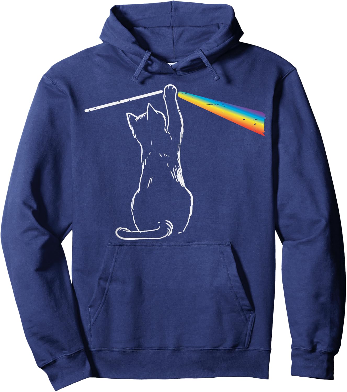 Cat Rainbow Light Cool Prism Science Spectral Men Women Kids Hoodie - Hoodie | Navy