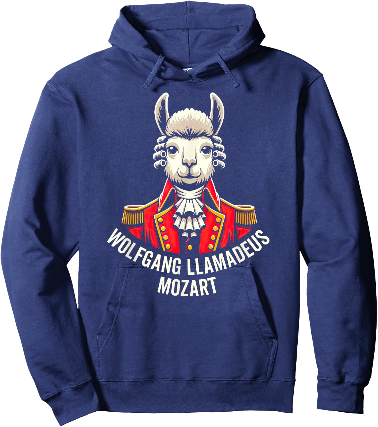 Wolfgang Llama Portrait Llamadeus Mozart Classical Music Hum Hoodie - Hoodie | Navy
