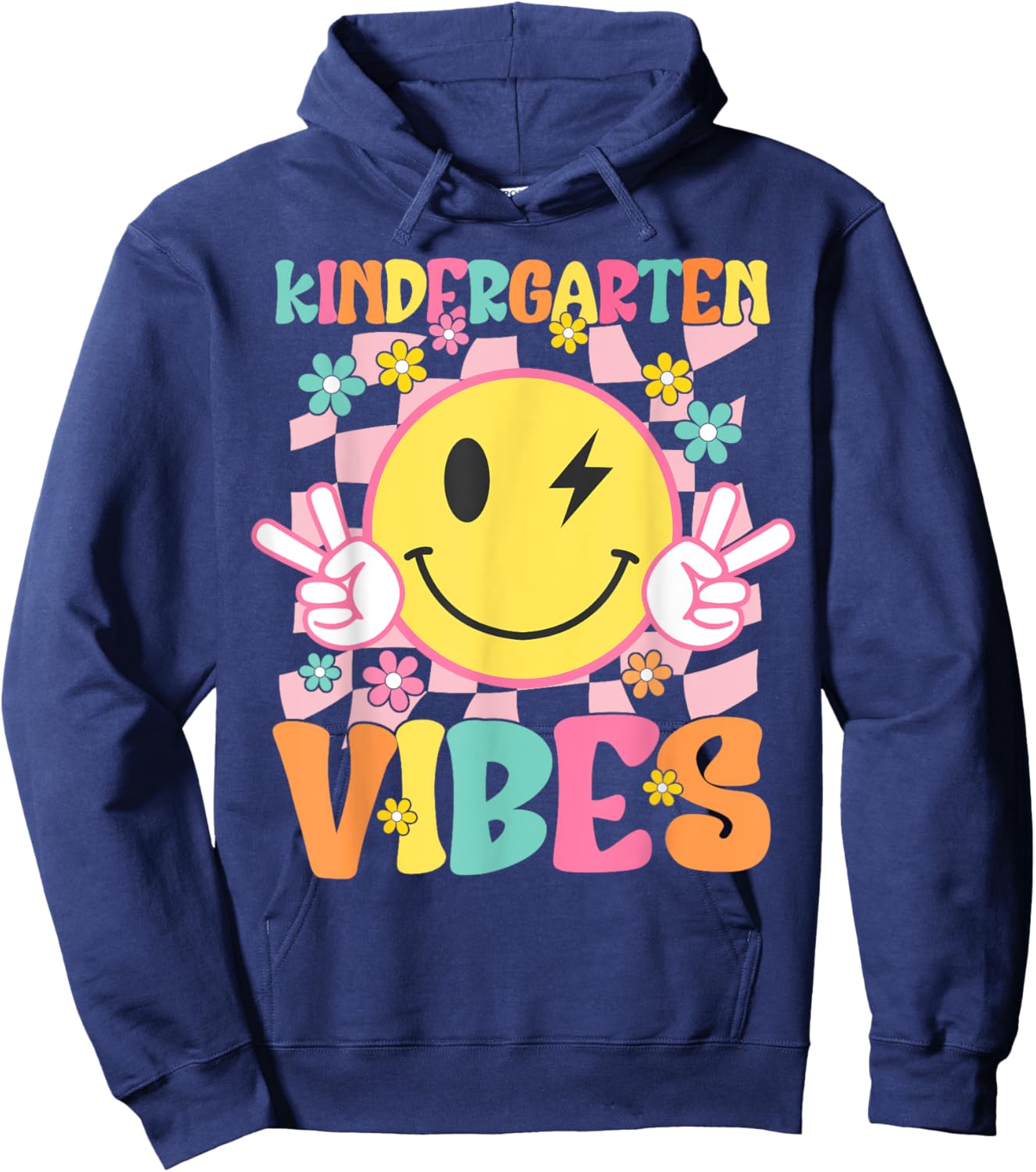 Kindergarten Vibes Smile Face Back to School Kindergarten Hoodie - Hoodie | Navy