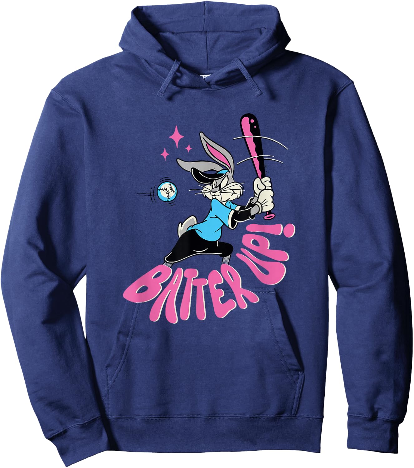 Looney Tunes Bugs Bunny Retro Vintage Baseball Batter Up Hoodie - Hoodie | Navy