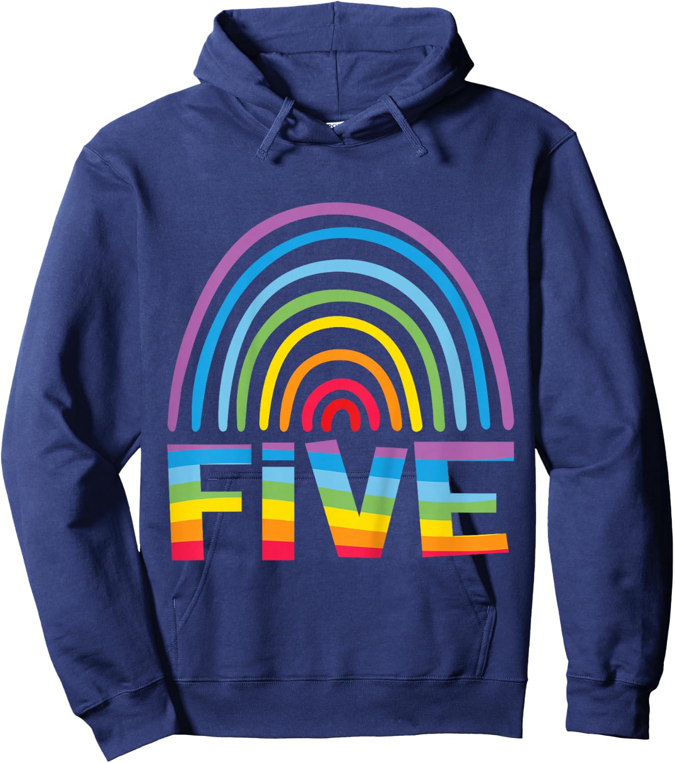 5th Birthday Gift Rainbow Fan 5 Years Old Girls 5 Bday Hoodie - Hoodie | Navy