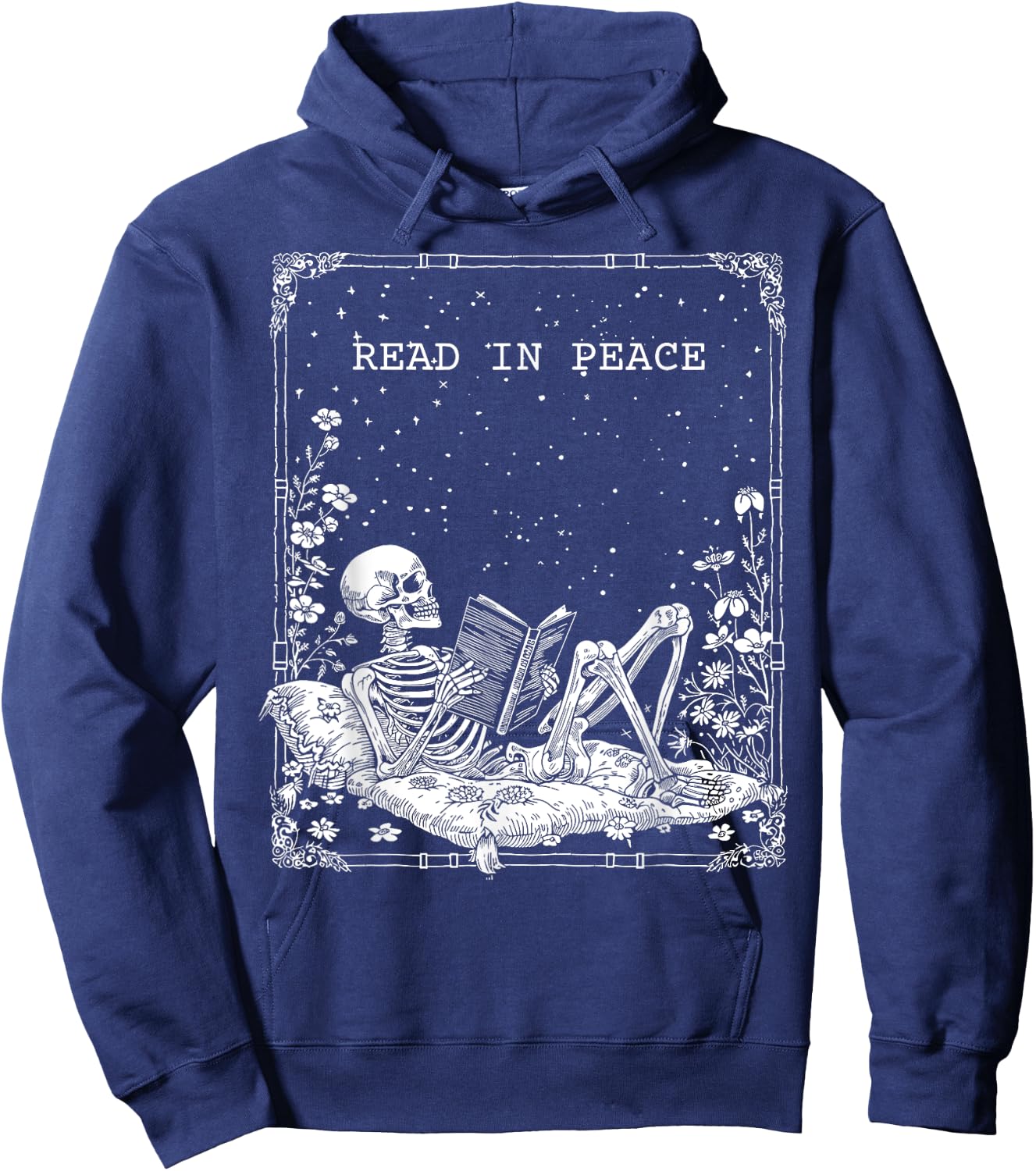 Read in Peace Skeleton Reading For Book Lover Kids Halloween Hoodie - Hoodie | Navy