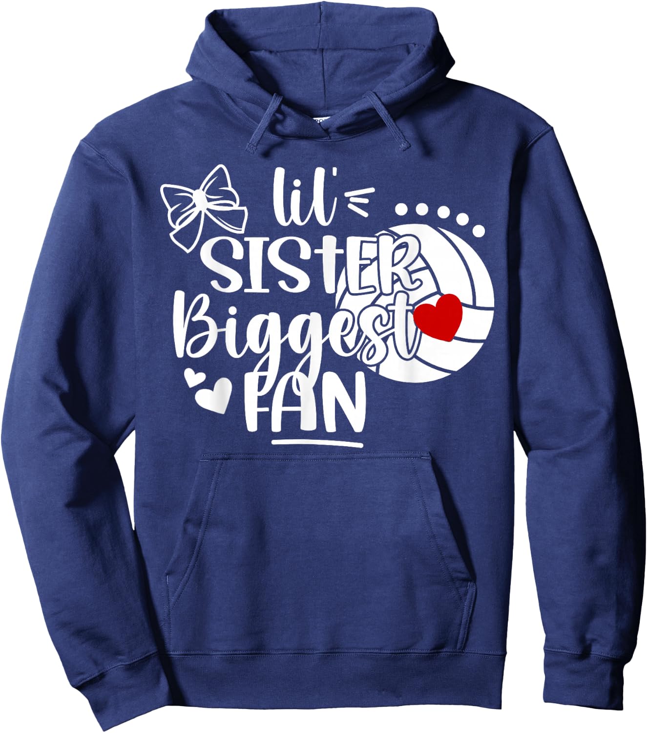 Lil' Sister Volleyball Sister Of A Volleyball Player Hoodie - Hoodie | Navy