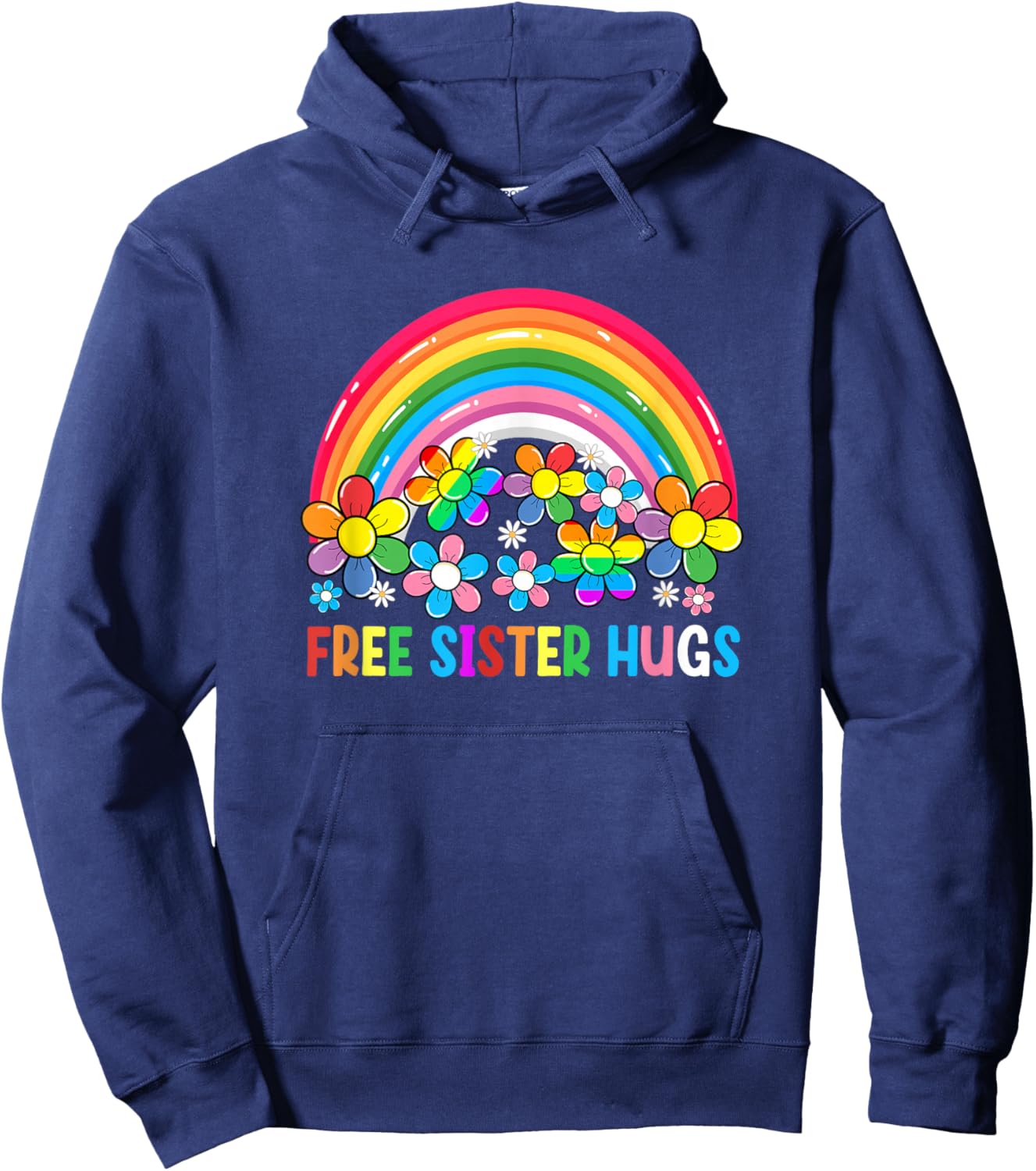 Free Sister Hugs Lgbt Gay Lesbian Transgender Pride Rainbow Hoodie - Hoodie | Navy