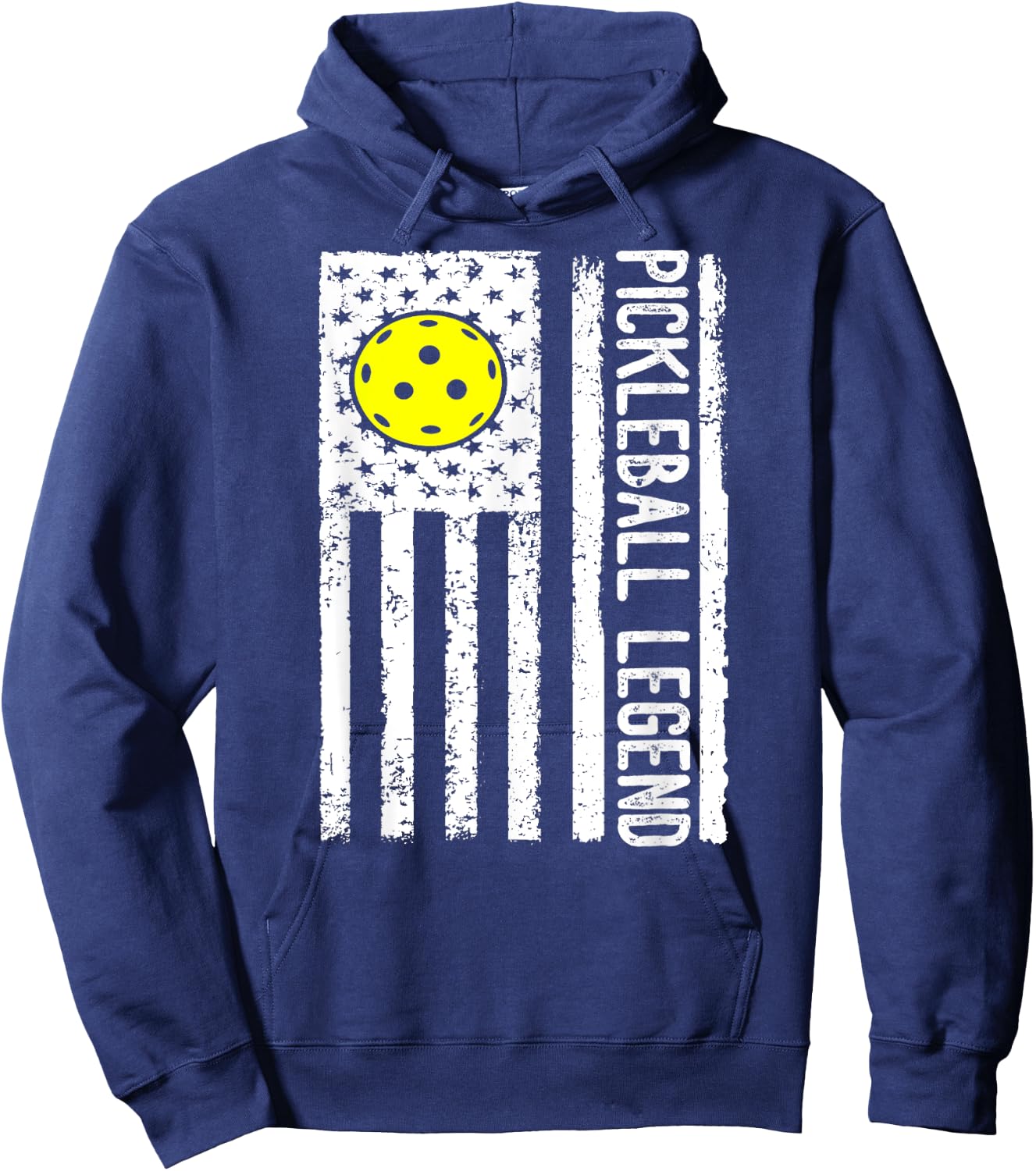 Pickleball Legend Distressed Pickleball Flag Men Women Kids Hoodie - Hoodie | Navy
