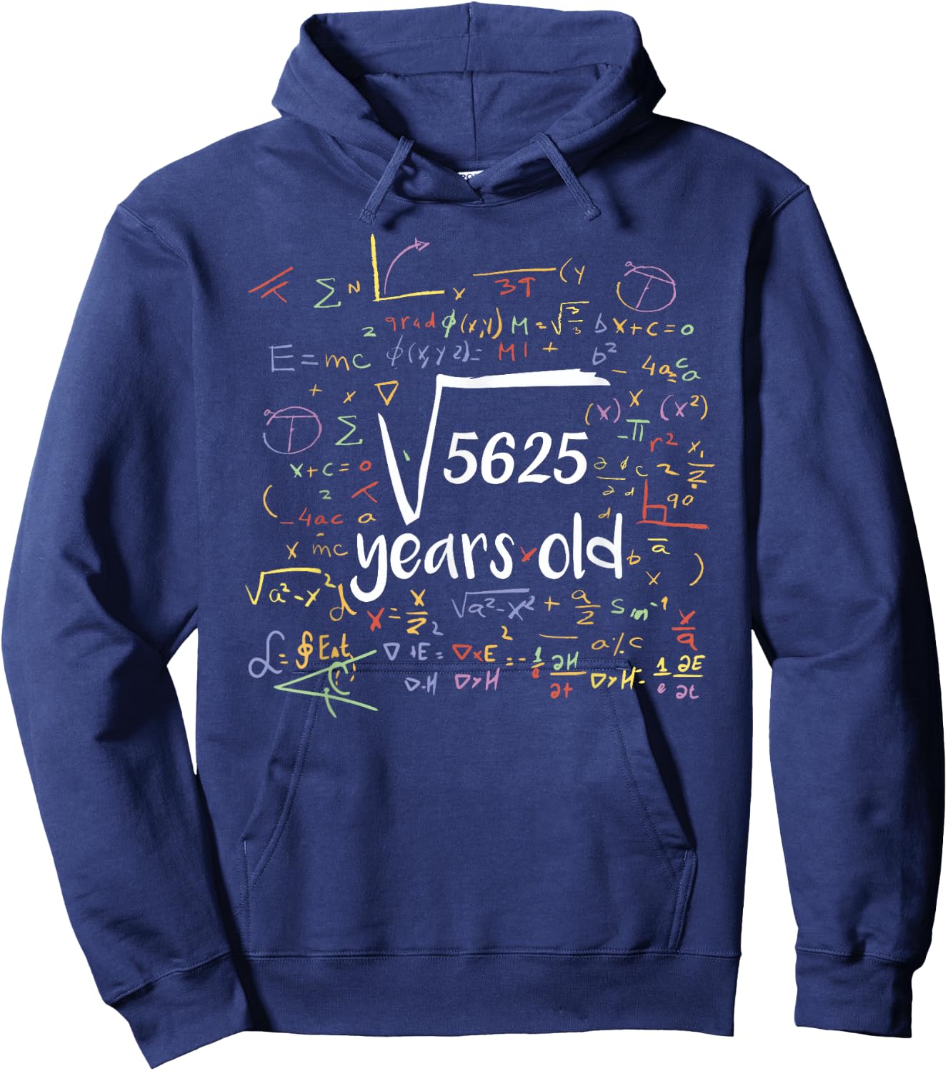 Square Root Of 5625 75 Years Old Celebrate Party Birthday Hoodie - Hoodie | Navy