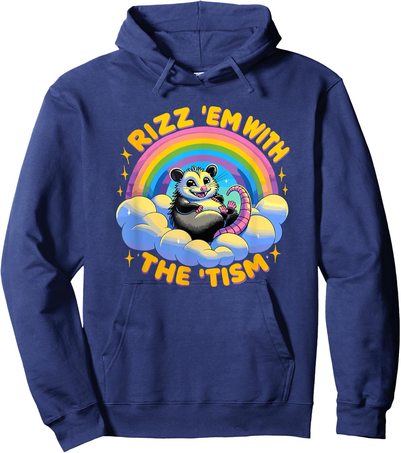 Autism Funny Rizz Em With The Tism Meme Autistic Opossum Hoodie - Hoodie | Navy