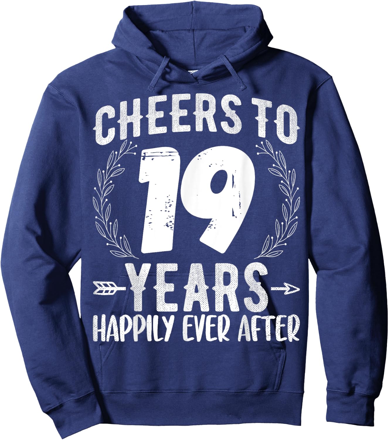 Cheers to 19 Years Happily - 19th Anniversary Husband Wife Hoodie - Hoodie | Navy