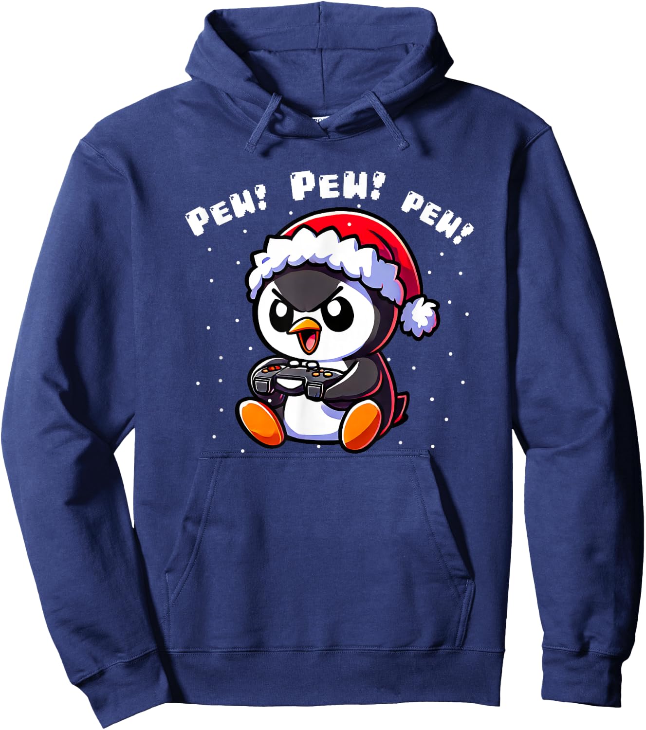 XmasByAxisone2024 Funny Penguin Gamer Pew Video Game Christmas Boys Kids Hoodie - Hoodie | Navy
