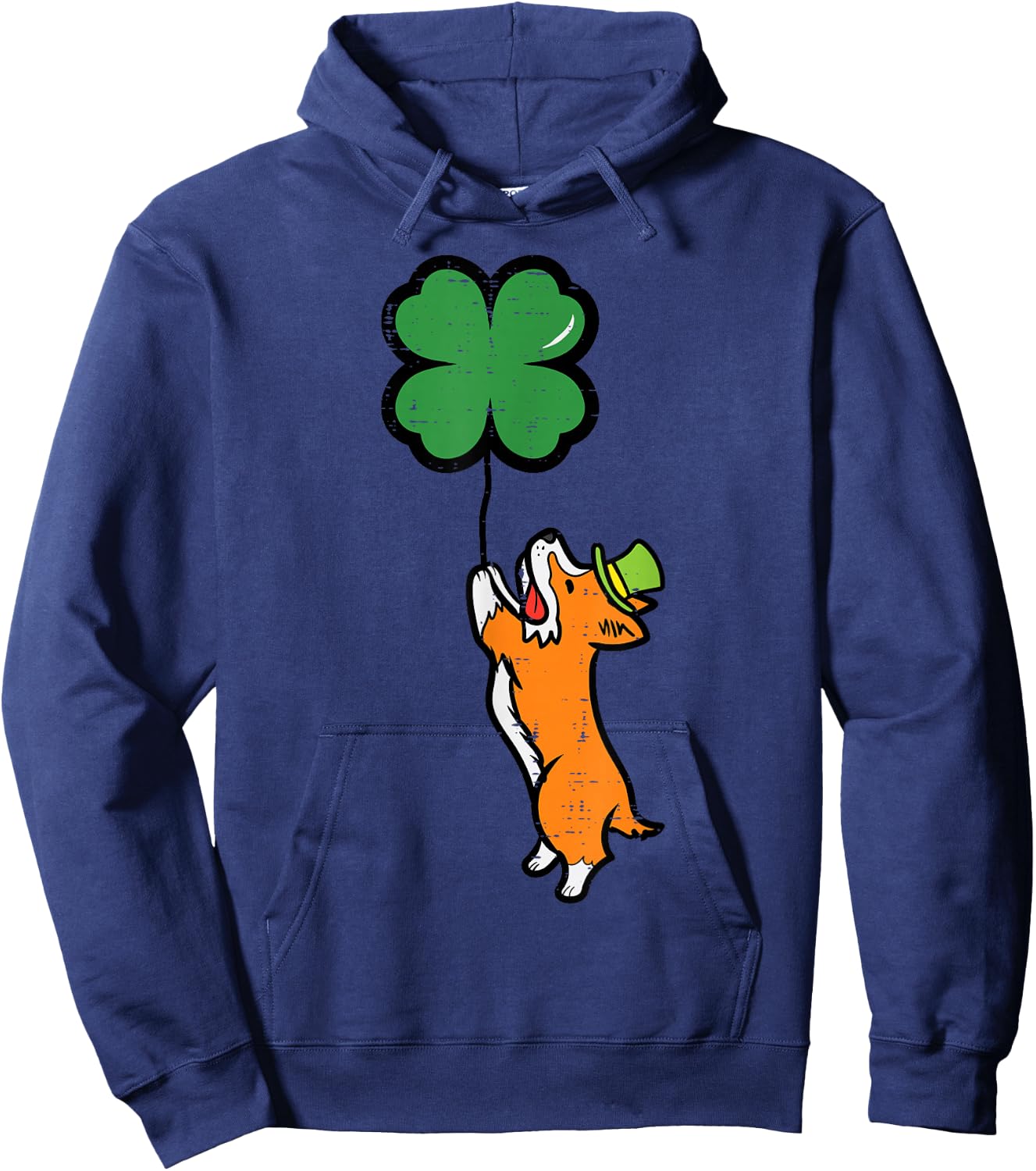 St Patricks Day Dog Corgi Clover Saint Pattys Men Women Kids Hoodie - Hoodie | Navy