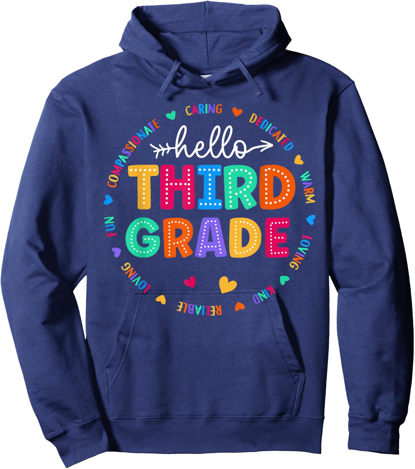 Third Grade Hello Back To School 3rd Grade Teacher Student Men Women Girls Kids Hoodie - Hoodie | Navy