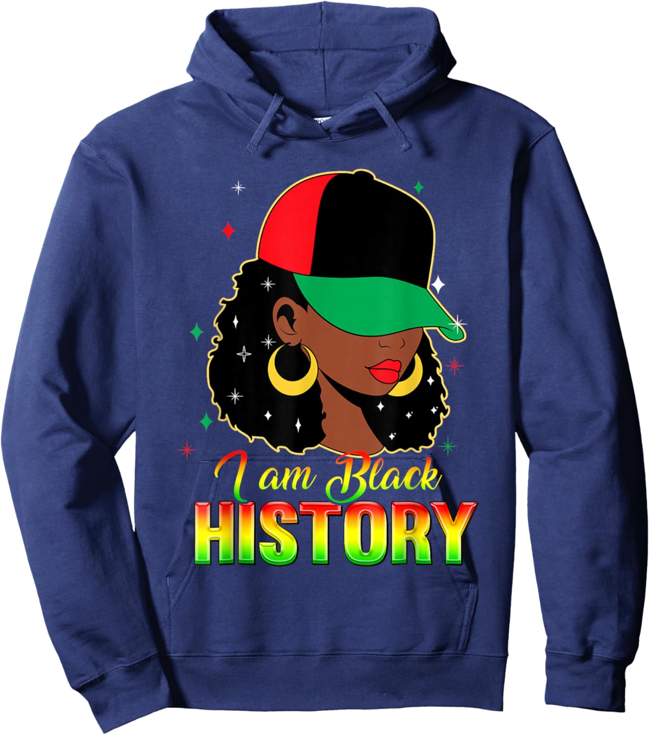 I Am Black History Month Loc'd Girl Black Women Celebration Hoodie - Hoodie | Navy