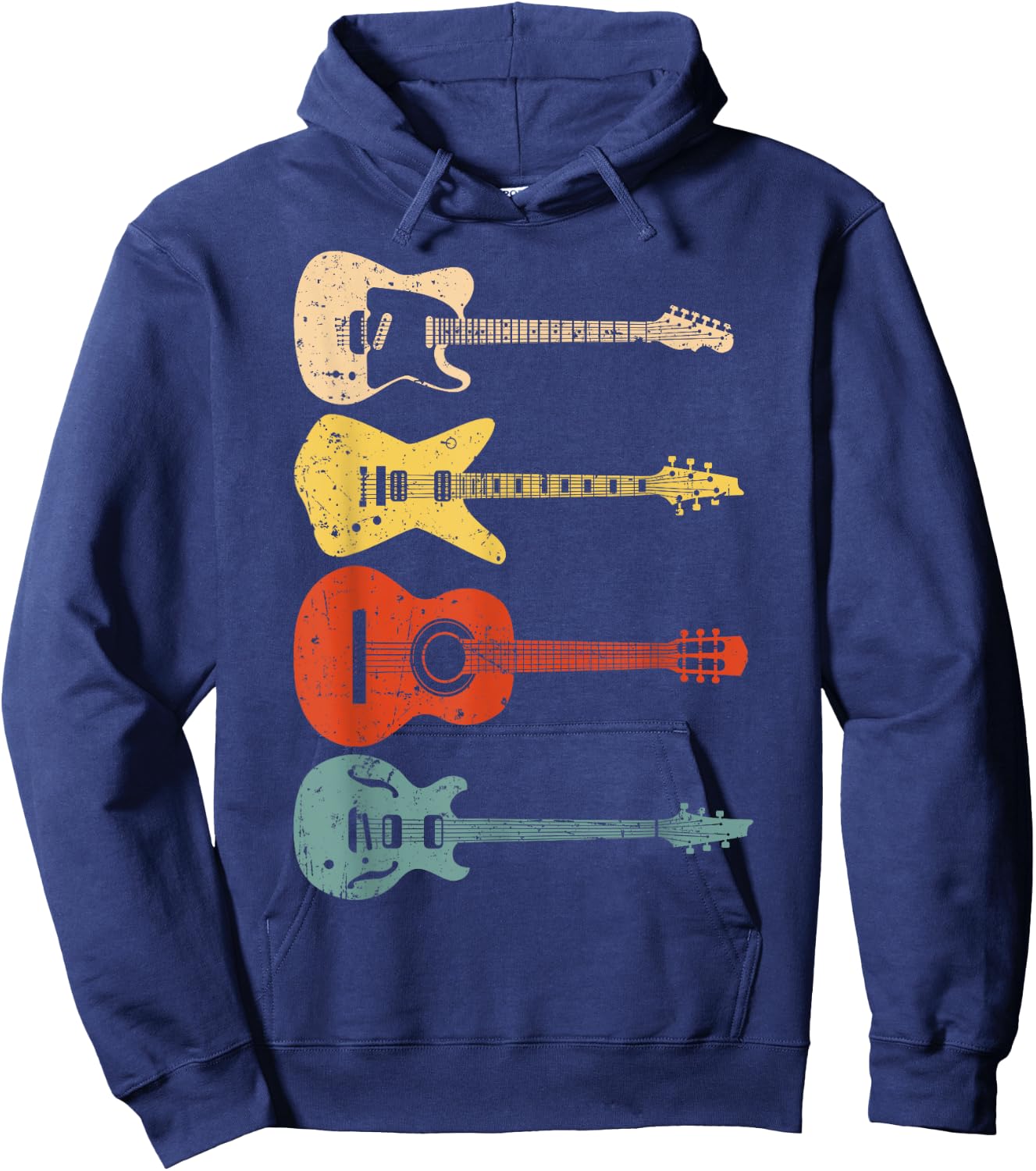 Cool Guitar Players Art Men Women Vintage Acoustic Guitarist Hoodie - Hoodie | Navy