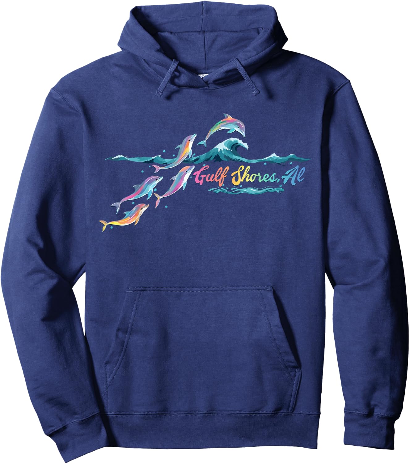 Gulf Shores Alabama Colorful Dolphin Lover Beach Gifts Hoodie - Hoodie | Navy