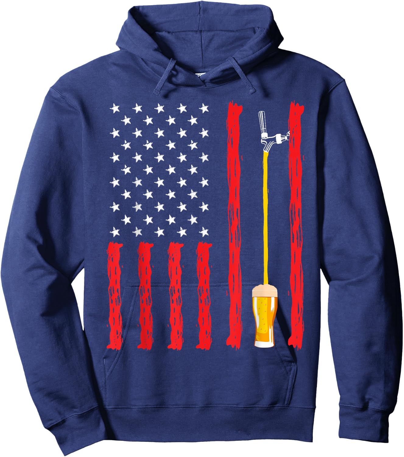 American Flag Craft Beer Brewery Design Hoodie - Hoodie | Navy