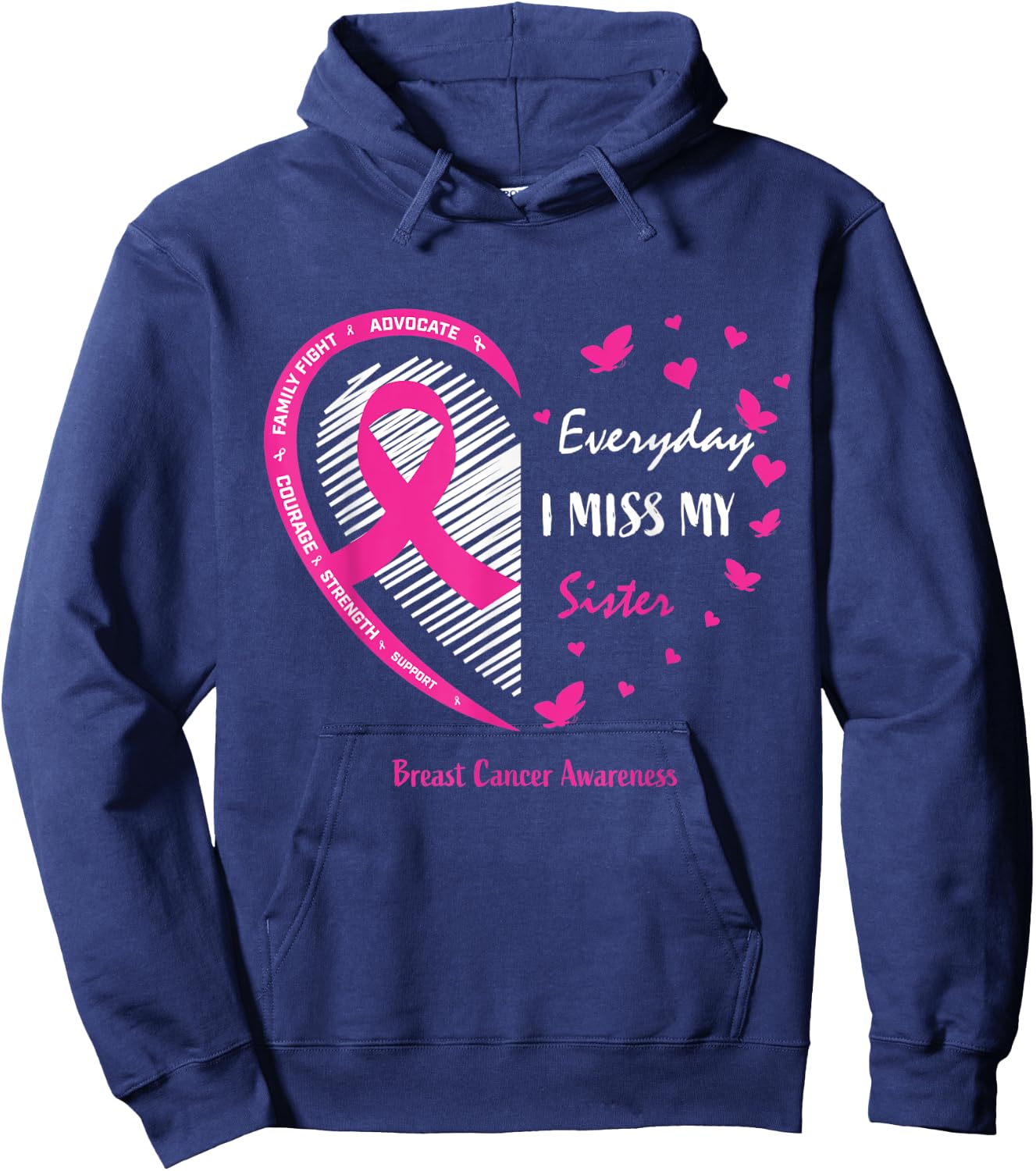 Remembrance Gifts Memory Of Sister Breast Cancer Awareness Hoodie - Hoodie | Navy