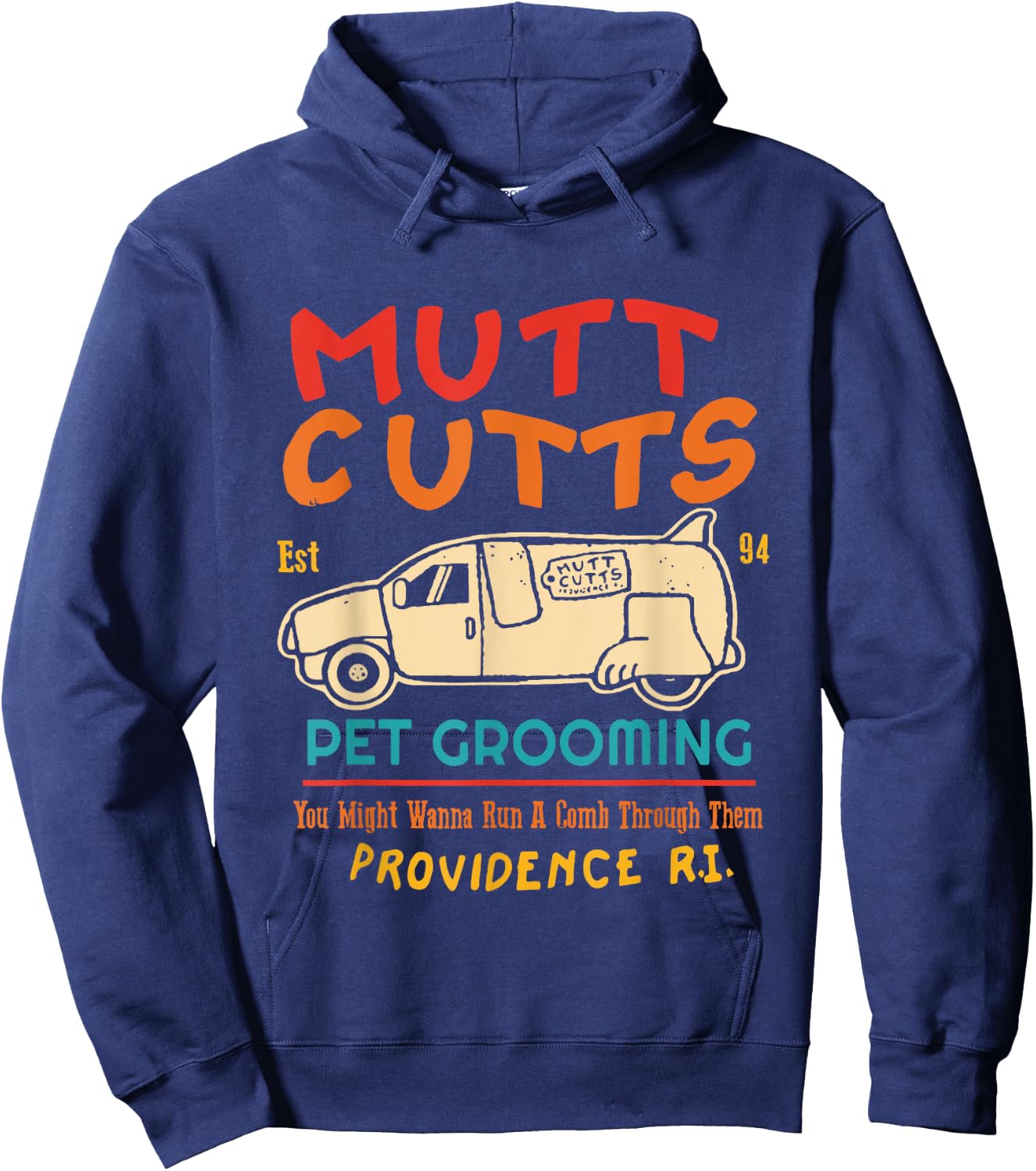 Mutt Cutts Est 94 Pet Grooming You Might Wanna Run A Comb Hoodie - Hoodie | Navy