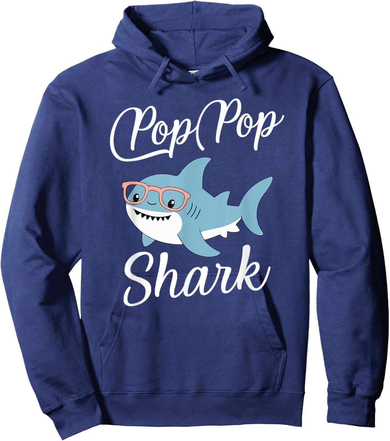 Pop-Pop Shark Funny Matching Family Grandpa PopPop Hoodie - Hoodie | Navy
