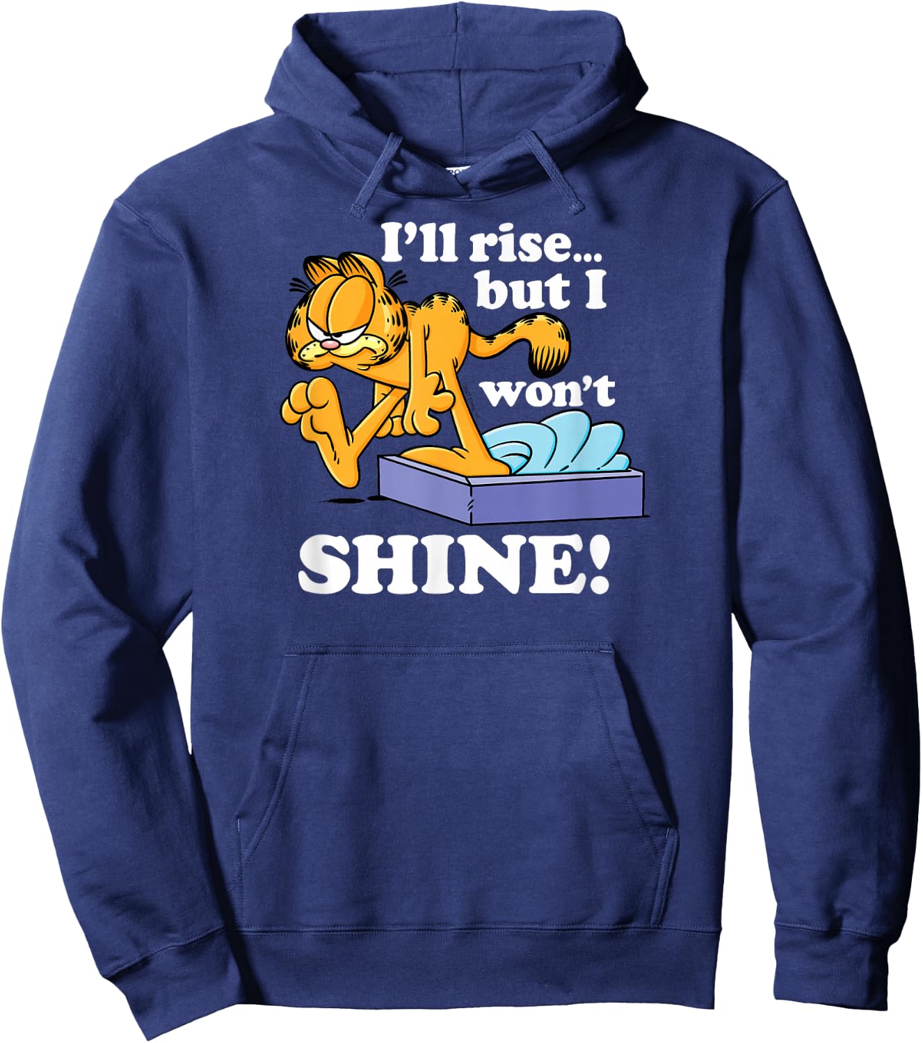 Garfield - I'll Rise But I Won't Shine, Grumpy Graphic Hoodie - Hoodie | Navy