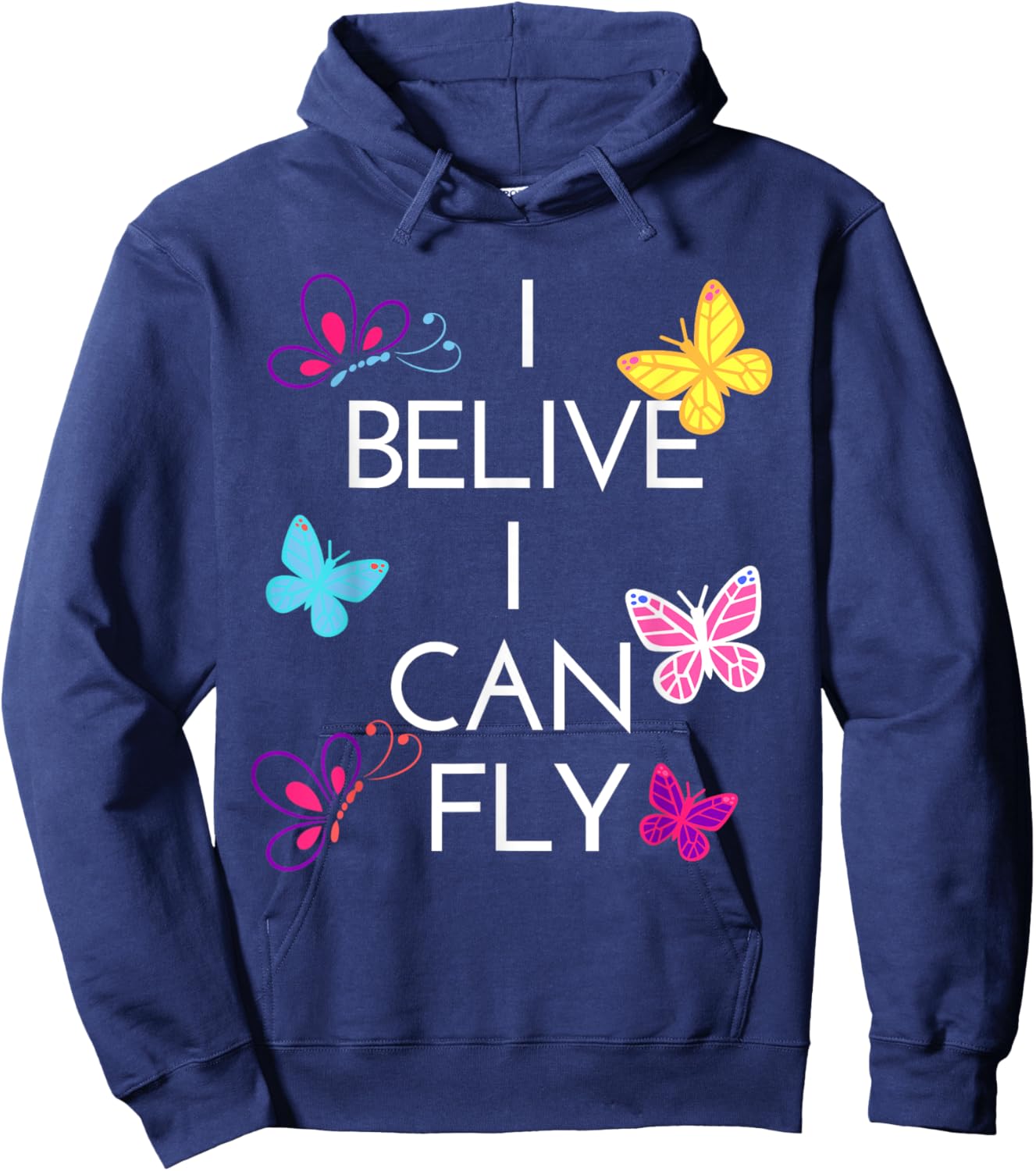 I Believe I Can Fly Inspirational Entrepreneur Gift Hoodie - Hoodie | Navy
