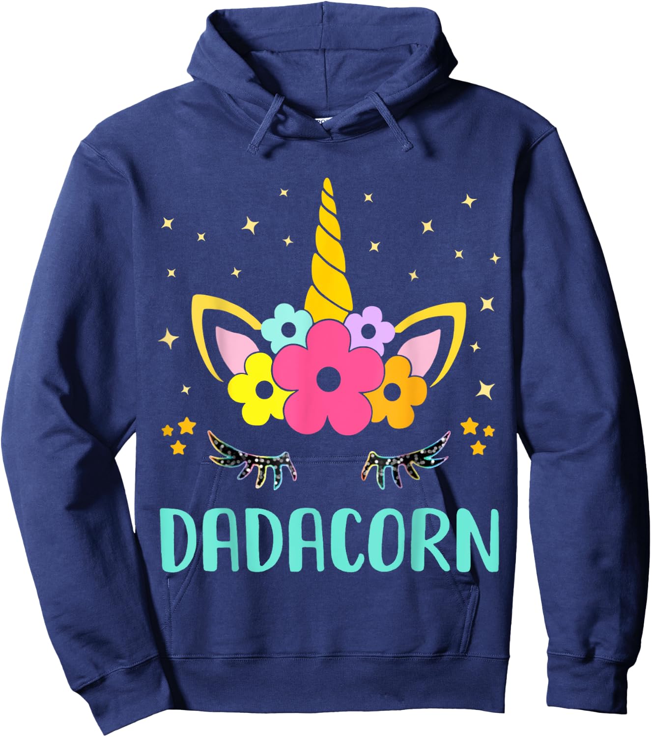 Dadacorn Dadicorn Daddycorn Unicorn Dad kids Fathers Day Hoodie - Hoodie | Navy