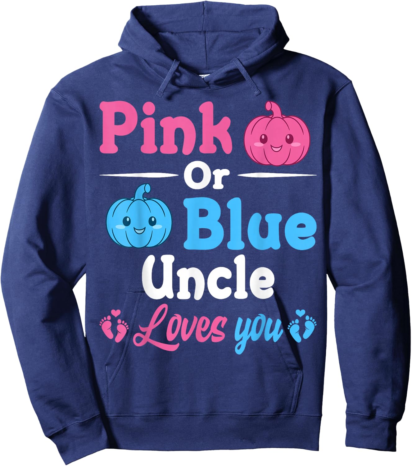 Pink Or Blue Uncle Loves You Halloween Gender Reveal Party Hoodie - Hoodie | Navy