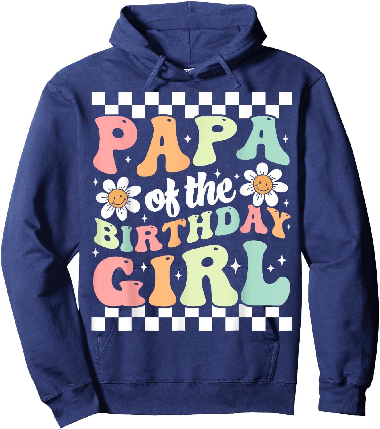 Papa of The Birthday Girl Retro Family Groovy Birthday Party Hoodie - Hoodie | Navy