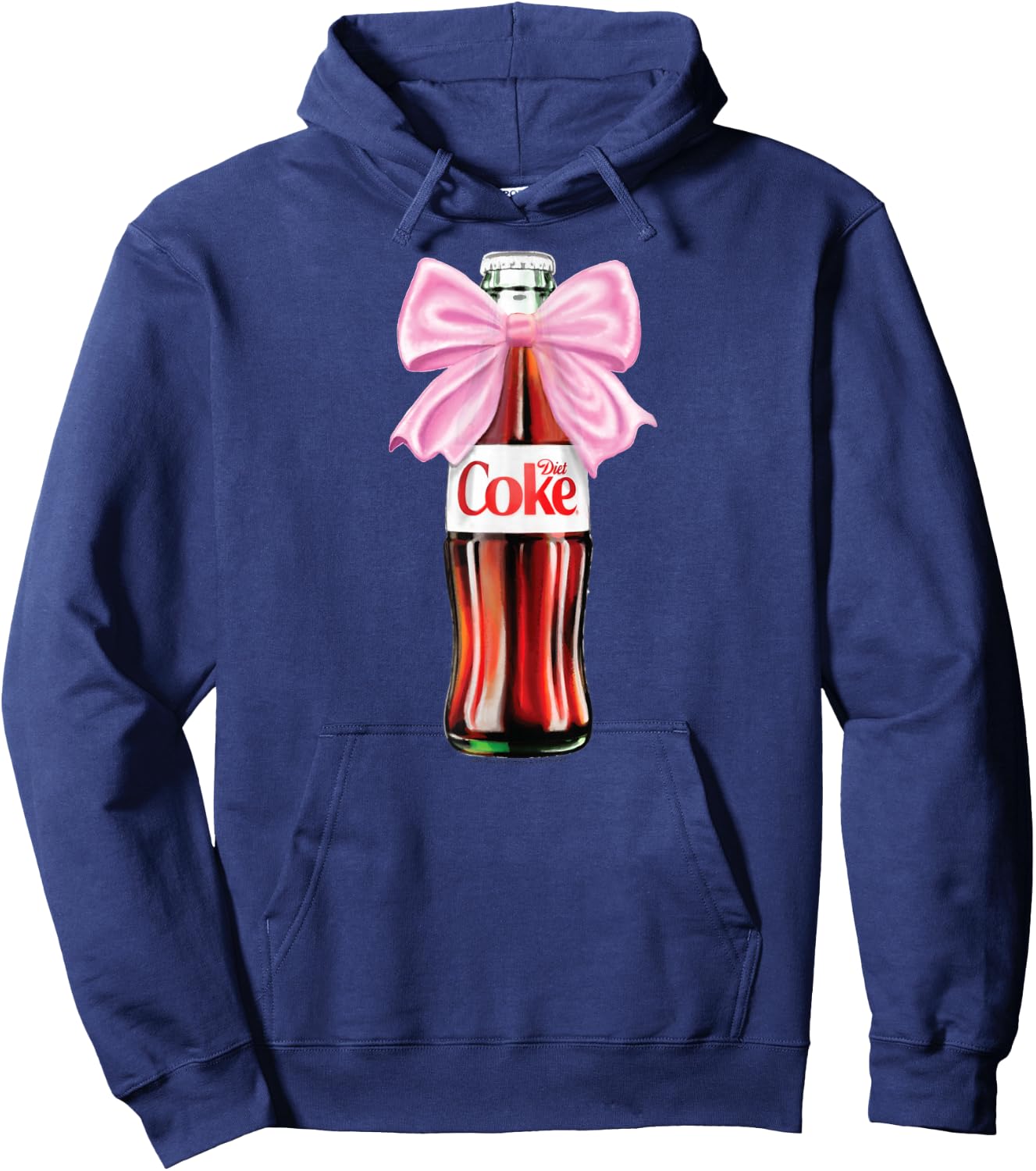 Diet Coke - Classic Bottle with Pink Coquette Bow Hoodie - Hoodie | Navy