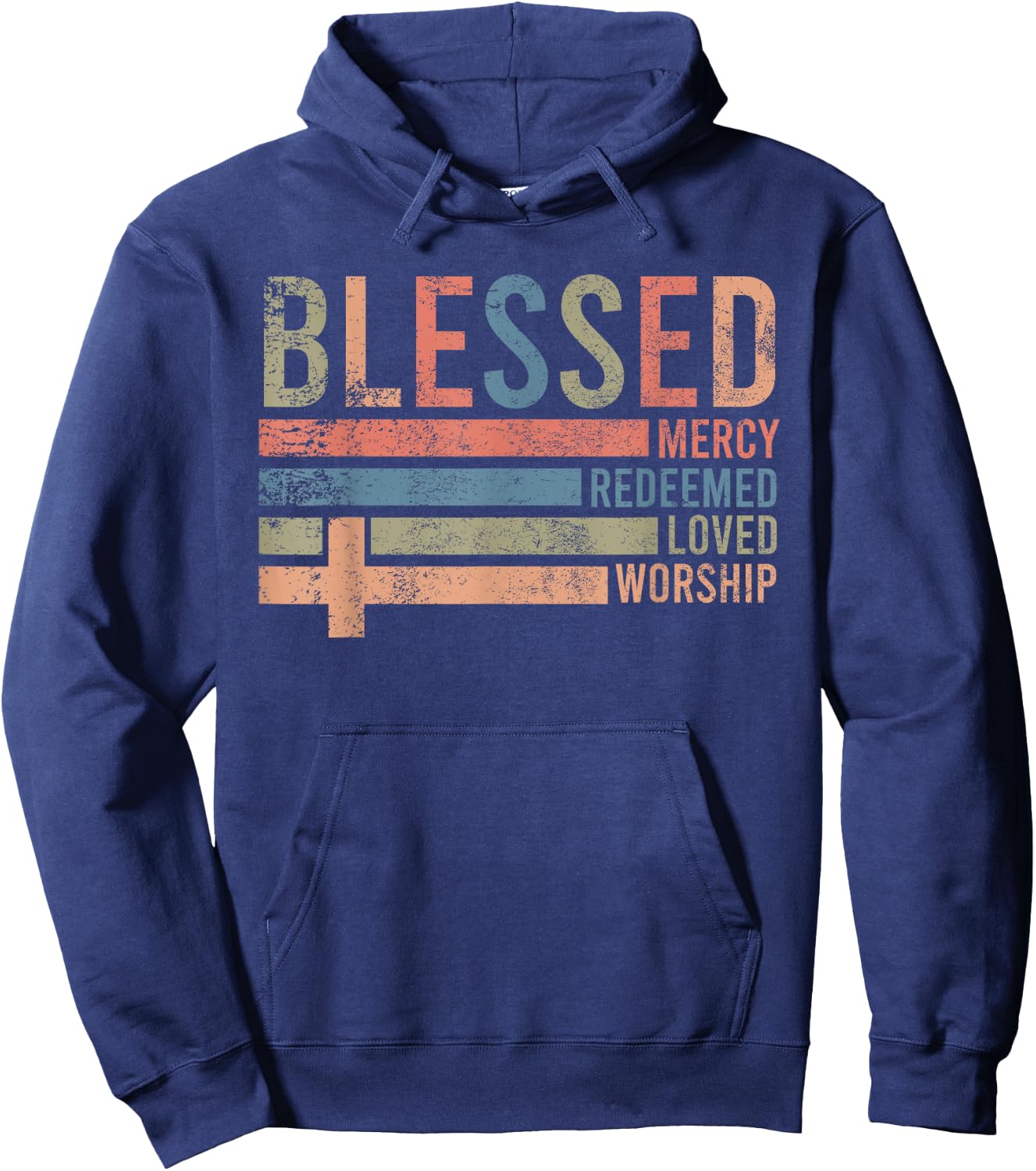 Blessed Mercy Redeemed Loved Worship Religious Christian Hoodie - Hoodie | Navy