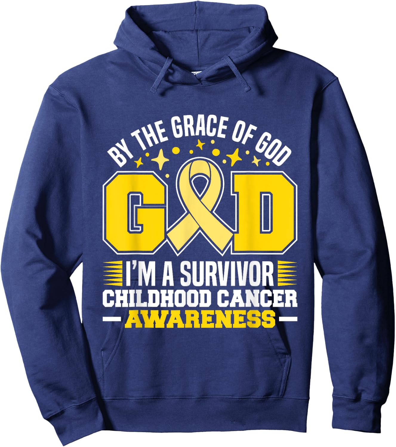 By The Grace God I'm A Survivor Childhood Cancer Survivor Hoodie - Hoodie | Navy