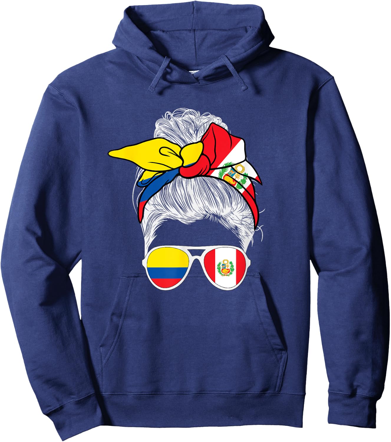 Peru Colombia Flag Hispanic Herritage Peruvian Colombia Girl Hoodie - Hoodie | Navy