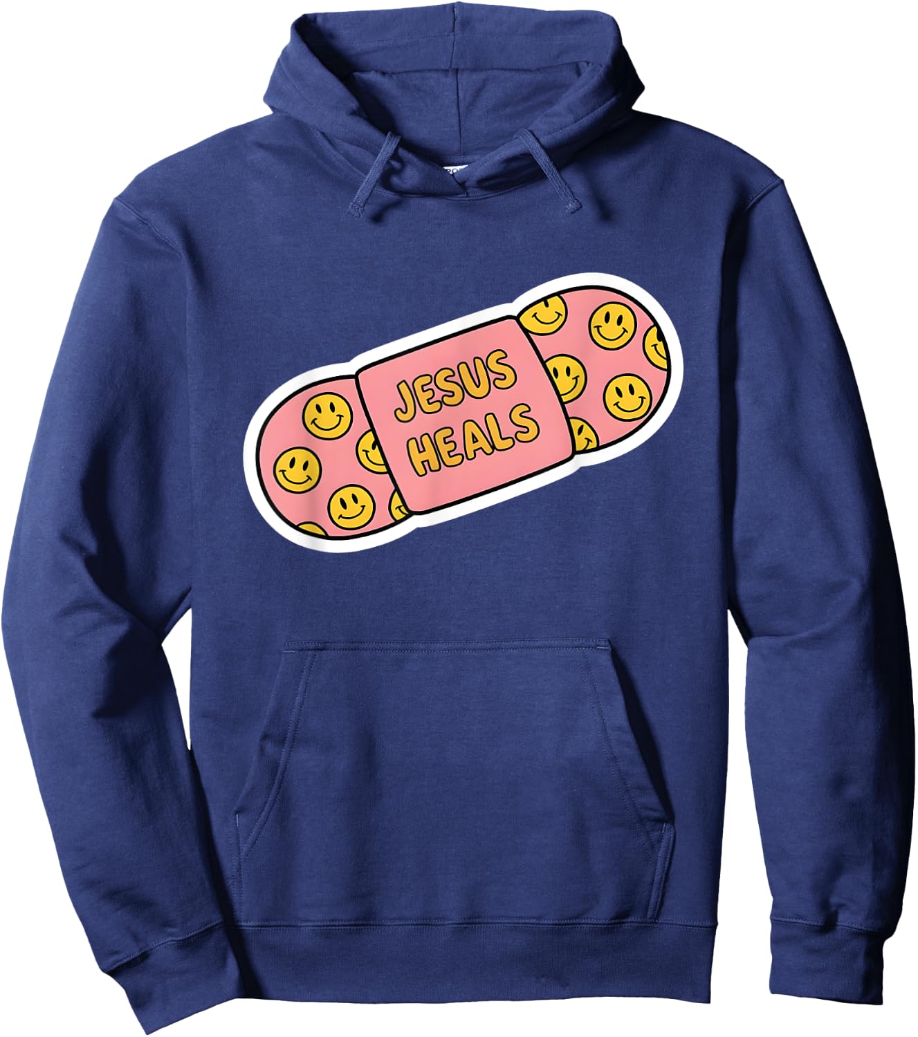 Jesus Heals Plaster - Cute Patch Religious Christian Faith Hoodie - Hoodie | Navy
