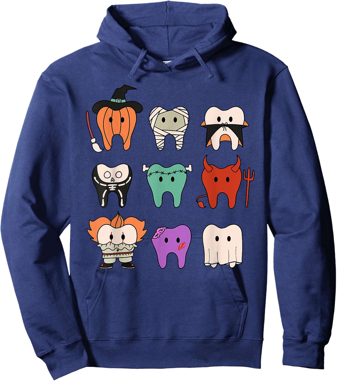 Funny Cute Dental Hygiene Monsters Teeth Squad Halloween Hoodie - Hoodie | Navy
