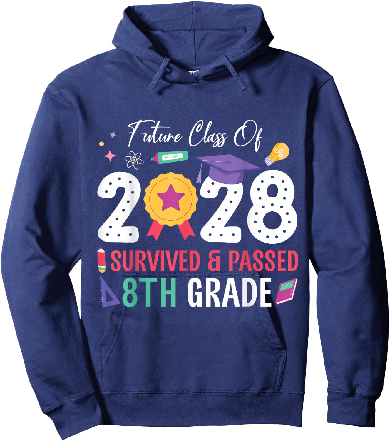 Future Class Of 2028 Student I Survived And Passed 8th Grade Hoodie - Hoodie | Navy