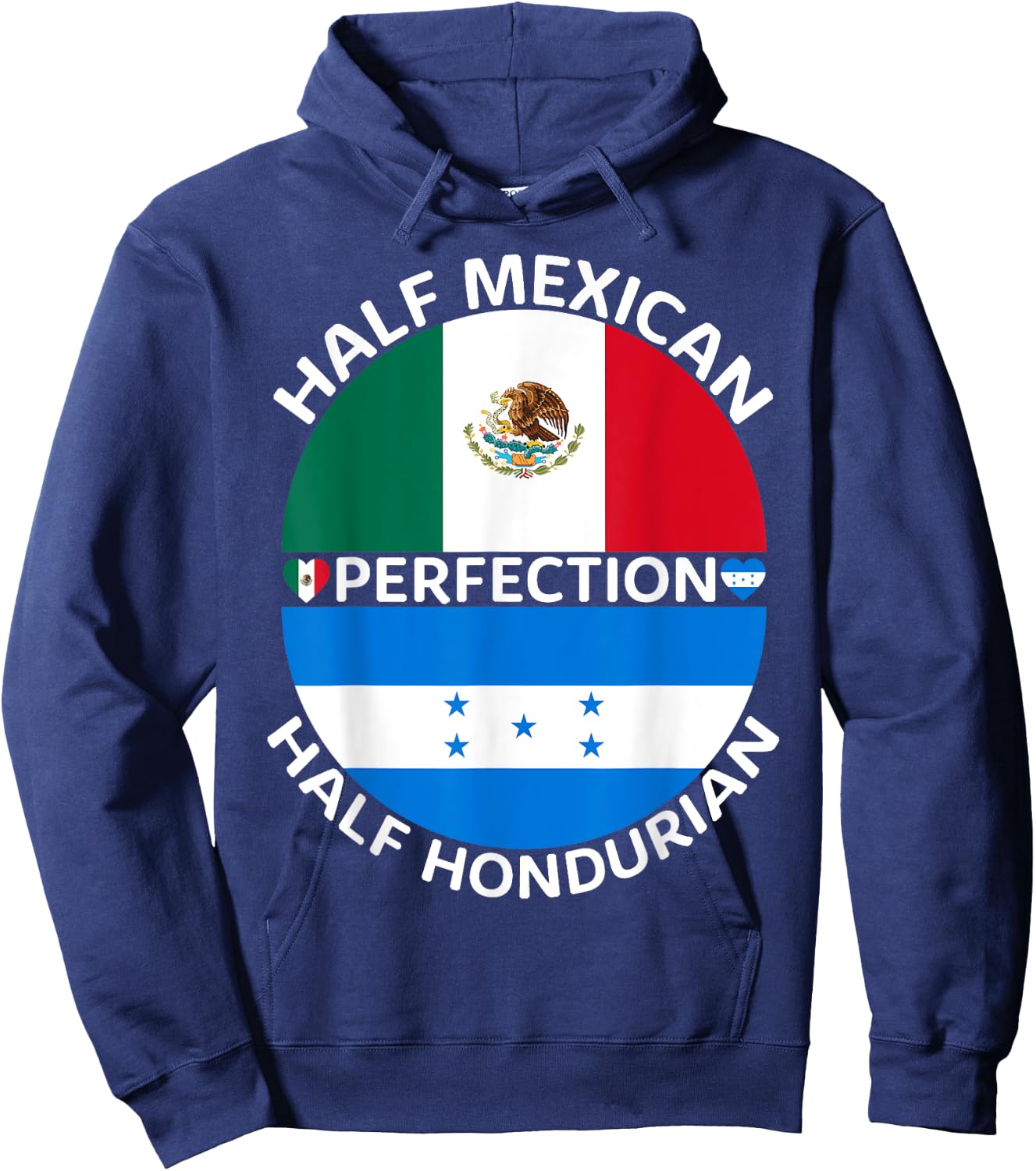 Half Mexican Half Honduran Mexico Honduras Flag Roots Men Hoodie - Hoodie | Navy