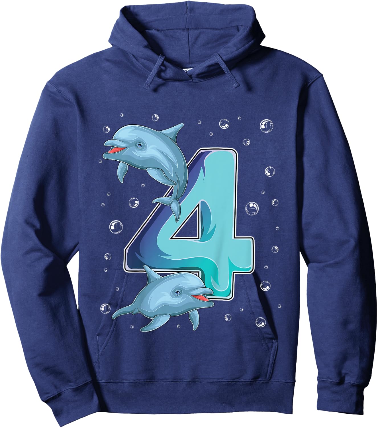 4 Year Old Dolphin 4th Birthday Girl Party Dolphin Lover Hoodie - Hoodie | Navy