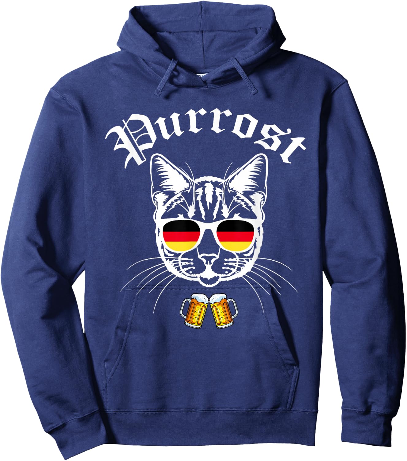 Oktoberfest Prost Funny German Flag Pun Purrost Cat Festival Hoodie - Hoodie | Navy