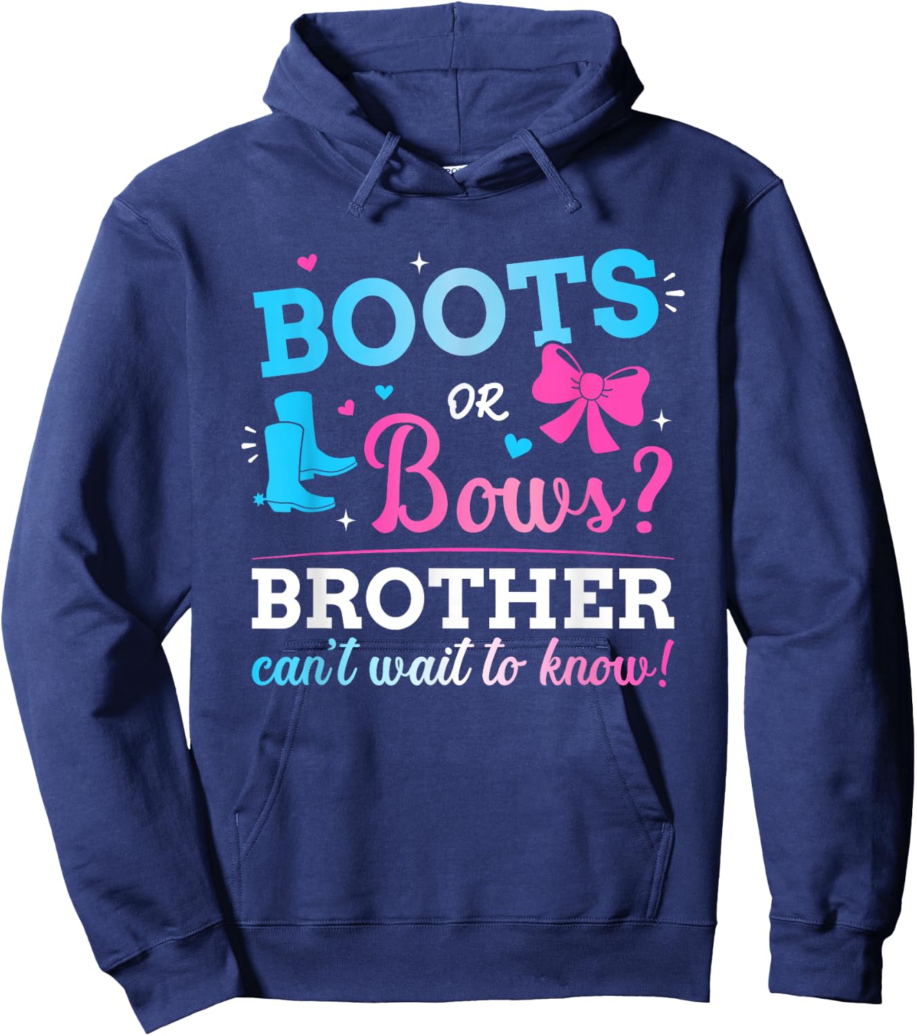 Gender reveal boots or bows brother matching baby party Hoodie - Hoodie | Navy