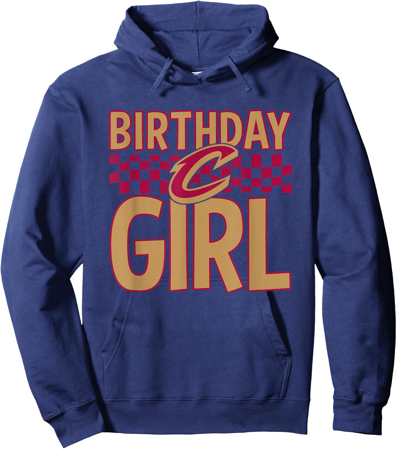 NBA Cleveland Cavaliers Birthday Girl Checkered Logo Hoodie - Hoodie | Navy